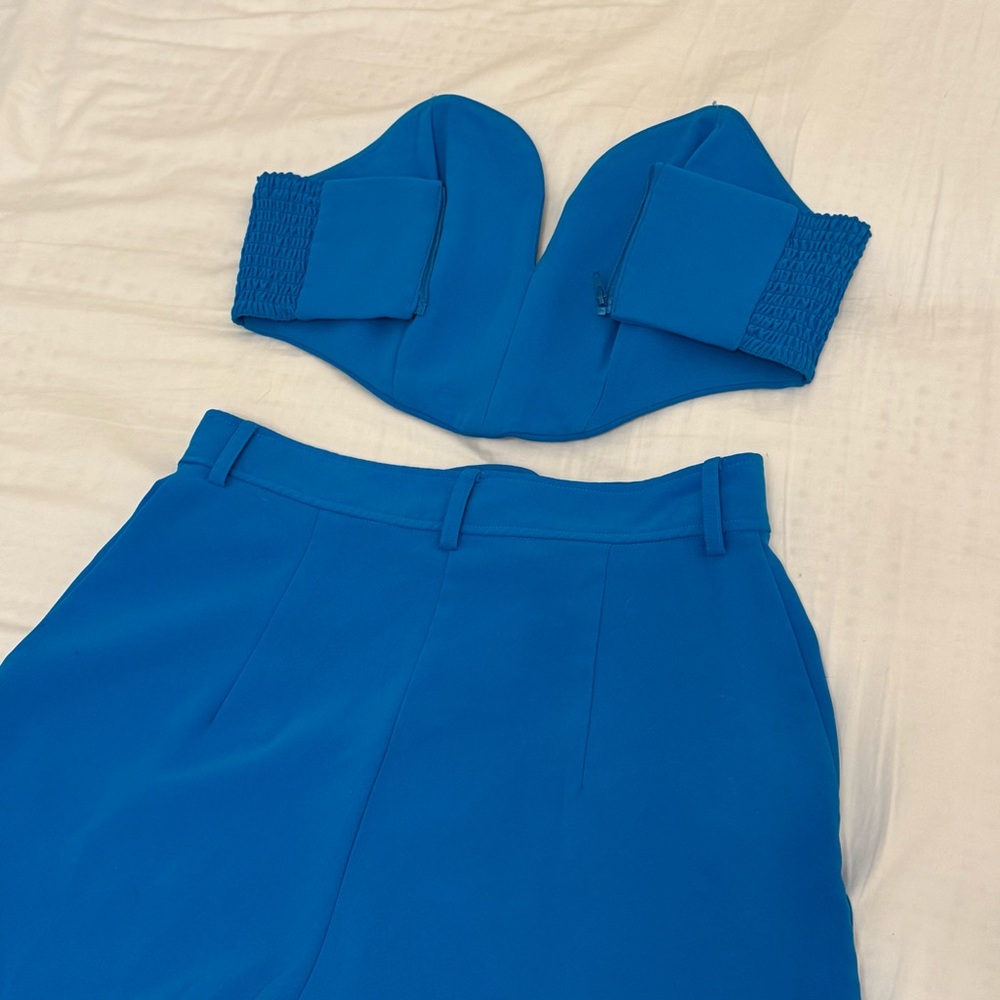 Revolve Amanda Uprichard Sky Blue Set Jane Flare Pants Cherri Crop Top - Picture 6 of 15